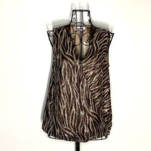 ANTHROPOLOGIE Eri & Ali Golden Shimmer Tiger Stripe Blouson Top